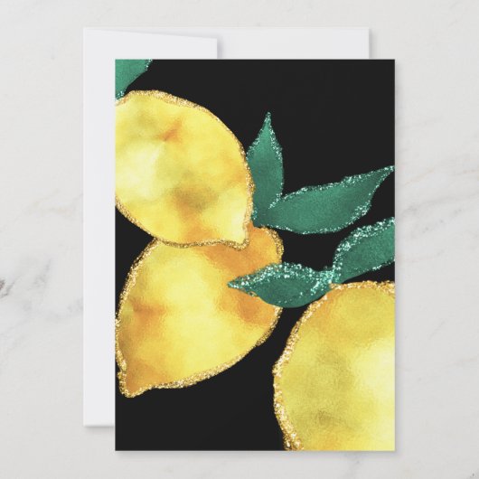 彼女は彼女のメイン絞りレモングリッター金ゴールドを見つけた 招待状 (裏面)