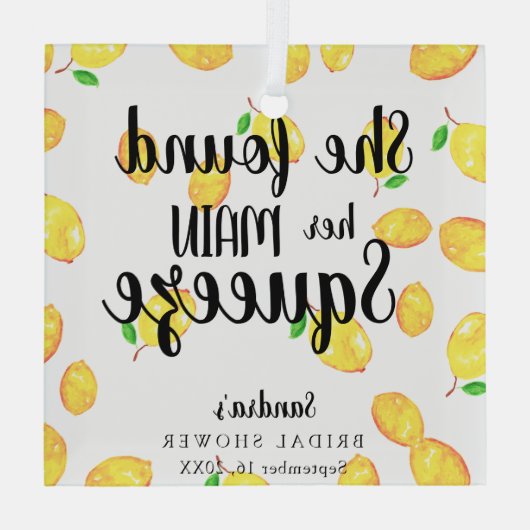 彼女は彼女のメイン絞りレモンブライダルシャワーを見つけた ガラスオーナメント (裏面)