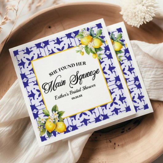 彼女は彼女のメイン絞りレモンブライダルシャワーを見つけた スタンダードカクテルナプキン