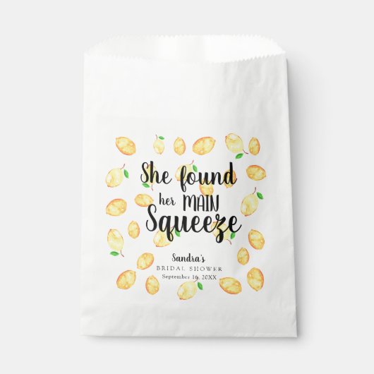 彼女は彼女のメイン絞りレモンブライダルシャワーを見つけた フェイバーバッグ (正面)