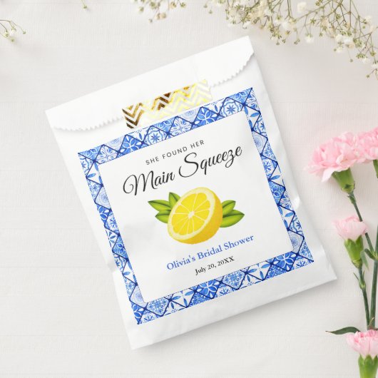 彼女は彼女のメイン絞りレモンブライダルシャワーを見つけた フェイバーバッグ (封をした状態)