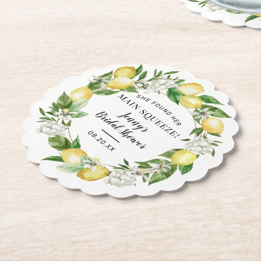 彼女は彼女のメイン絞りレモンブライダルシャワーを見つけた ペーパーコースター (アングル)