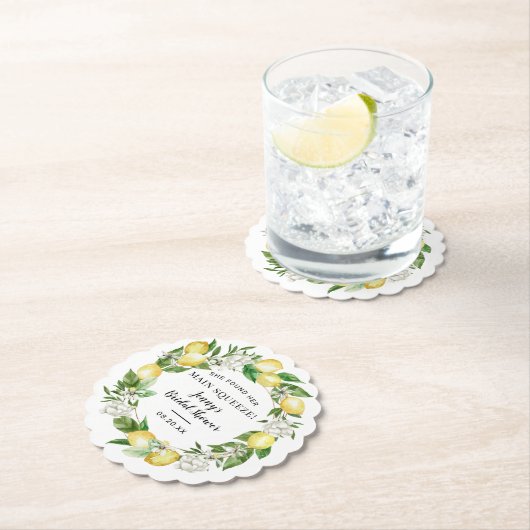 彼女は彼女のメイン絞りレモンブライダルシャワーを見つけた ペーパーコースター (インサイチュ)