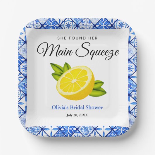 彼女は彼女のメイン絞りレモンブライダルシャワーを見つけた ペーパープレート (正面)