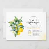 彼女は彼女のメイン絞りレモンブライダルシャワーを見つけた 招待状 (正面)