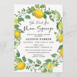 彼女は彼女のメイン絞りレモンブライダルシャワーを見つけた 招待状