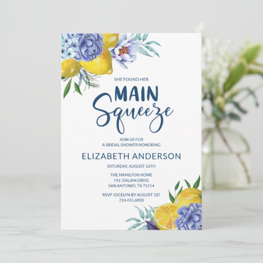 彼女は彼女のメイン絞りレモンブライダルシャワーを見つけた 招待状 (スタンド正面)