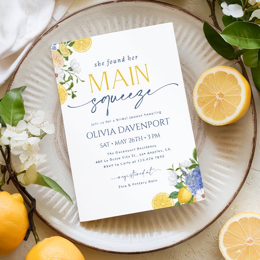 彼女は彼女のメイン絞りレモンブライダルシャワーを見つけた 招待状