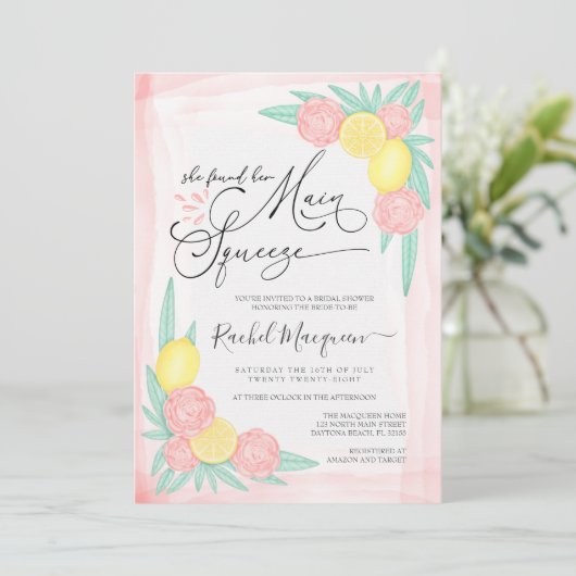 彼女は彼女のメイン絞りレモンブライダルシャワーを見つけた 招待状 (スタンド正面)