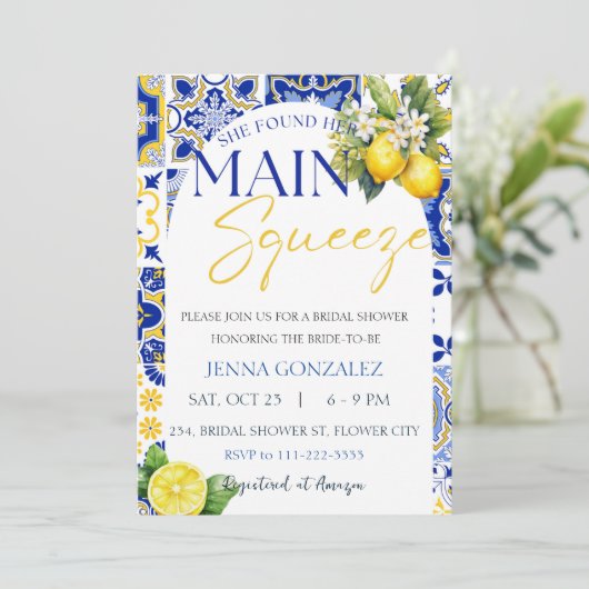 彼女は彼女のメイン絞りレモンブライダルシャワーを見つけた 招待状 (スタンド正面)