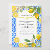 彼女は彼女のメイン絞りレモンブライダルシャワーを見つけた 招待状 (正面)