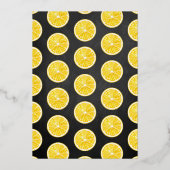 彼女は彼女のメイン絞りレモンブライダルシャワーを見つけた 箔招待状 (裏面)