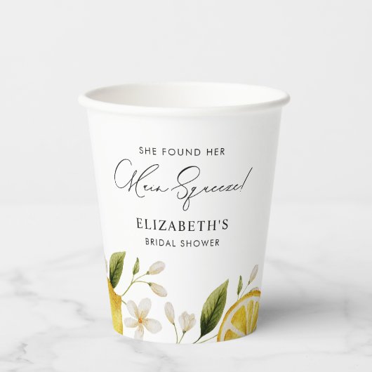 彼女は彼女のメイン絞りレモンブライダルシャワーを見つけた 紙コップ (正面)