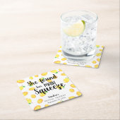 彼女は彼女のメイン絞りレモンブライダルシャワー昼寝を見つけた スクエアペーパーコースター (インサイチュ)