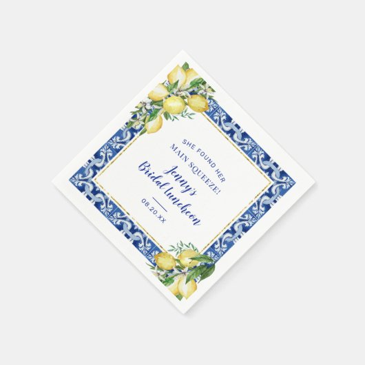 彼女は彼女のメイン絞りレモンブライダル昼食会を見つけた スタンダードカクテルナプキン (角)