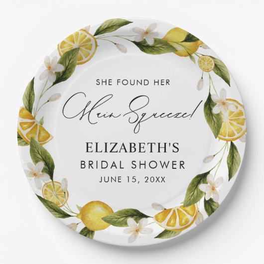 彼女は彼女のメイン絞り柑橘系のブライダルシャワーを見つけた ペーパープレート (正面)
