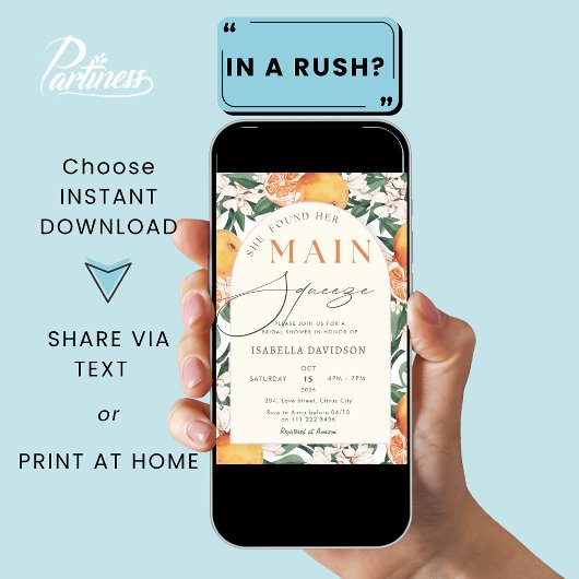 彼女は彼女のメイン絞り柑橘系のブライダルシャワーを見つけた 招待状