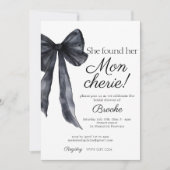 彼女は彼女のモンチェリー黒弓ブライダルシャワーを見つけた 招待状 (正面)