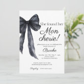 彼女は彼女のモンチェリー黒弓ブライダルシャワーを見つけた 招待状 (スタンド正面)