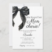 彼女は彼女のモンチェリー黒弓ブライダルシャワーを見つけた 招待状 (正面)
