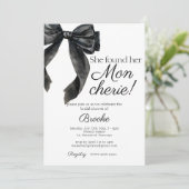 彼女は彼女のモンチェリー黒弓ブライダルシャワーを見つけた 招待状 (スタンド正面)