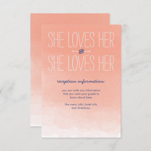 彼女は彼女のレズビアンの結婚披露宴カードを愛します エンクロージャーカード (正面/裏面)