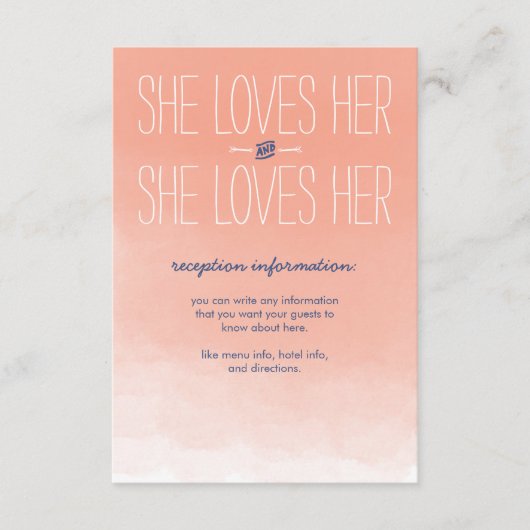 彼女は彼女のレズビアンの結婚披露宴カードを愛します エンクロージャーカード (正面)