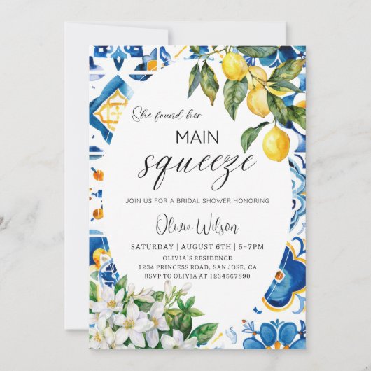 彼女は彼女の主なスクイーズを見つけた – 柑橘系のブライダルシューウェ 招待状 (正面)