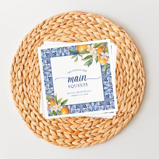 彼女は彼女の主な絞りオレンジのブライダルシャワーを見つけた スタンダードカクテルナプキン