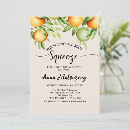 彼女は彼女の主な絞りブライダルシャワーを見つけたカスタム 招待状 (スタンド正面)