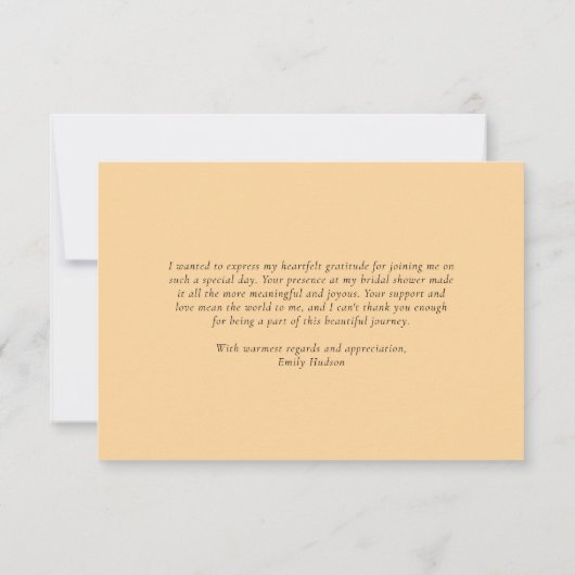 彼女は彼女の主な絞りブライダルシャワーを見つけた サンキューカード (裏面)