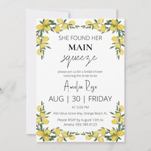 彼女は彼女の主な絞りブライダルシャワーを見つけた 招待状 (正面)