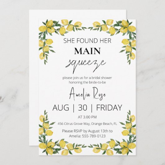 彼女は彼女の主な絞りブライダルシャワーを見つけた 招待状 (正面/裏面)