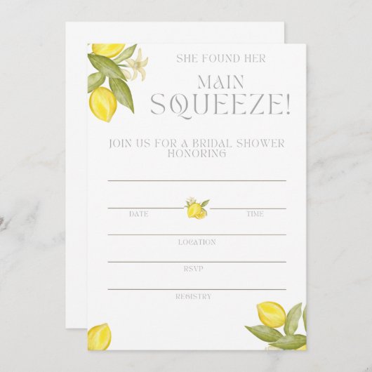 彼女は彼女の主な絞りブライダルシャワーを見つけた 招待状 (正面/裏面)
