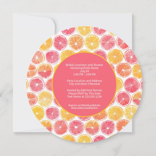 彼女は彼女の主な絞りブライダルシャワーを見つけた 招待状 (裏面)