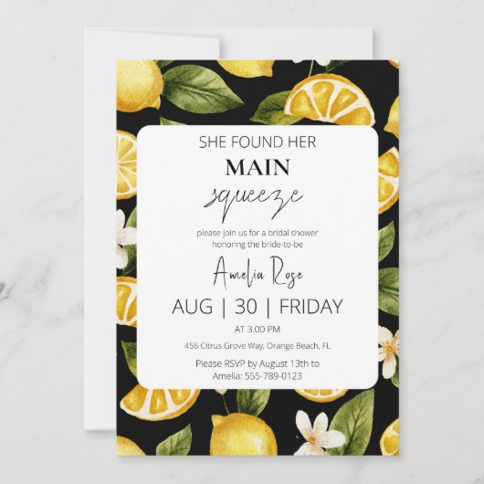 彼女は彼女の主な絞りブライダルシャワーを見つけた 招待状 (正面)