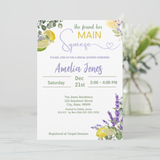 彼女は彼女の主な絞りブライダルシャワーを見つけた 招待状 (スタンド正面)