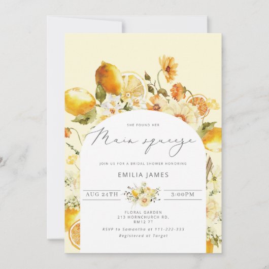 彼女は彼女の主な絞りブライダルシャワーを見つけた 招待状 (正面)
