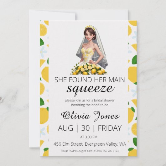 彼女は彼女の主な絞りブライダルシャワーを見つけた 招待状 (正面)