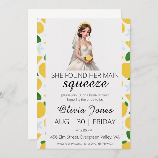 彼女は彼女の主な絞りブライダルシャワーを見つけた 招待状 (正面/裏面)