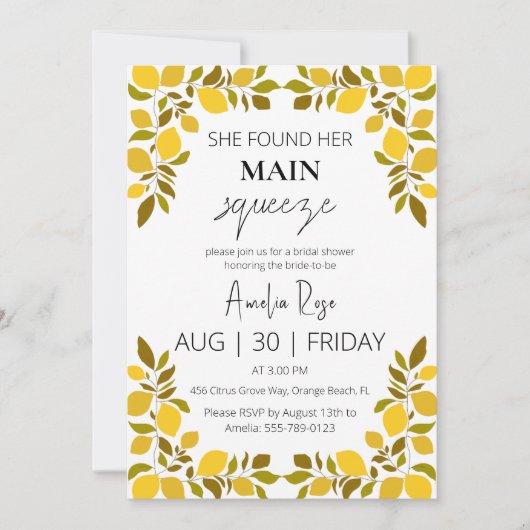 彼女は彼女の主な絞りブライダルシャワーを見つけた 招待状 (正面)