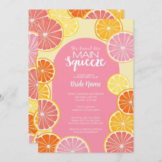 彼女は彼女の主な絞りブライダルシャワーを見つけた 招待状 (正面/裏面)