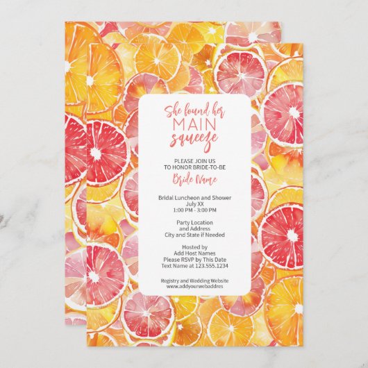 彼女は彼女の主な絞りブライダルシャワーを見つけた 招待状 (正面/裏面)