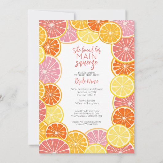 彼女は彼女の主な絞りブライダルシャワーを見つけた 招待状 (正面)