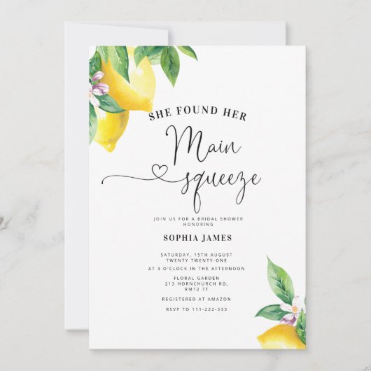 彼女は彼女の主な絞りブライダルシャワーを見つけた 招待状 (正面)