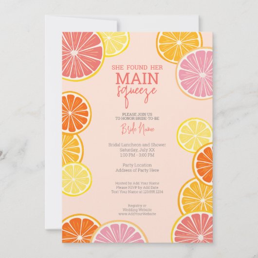 彼女は彼女の主な絞りブライダルシャワーを見つけた 招待状 (正面)