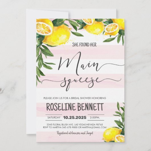 彼女は彼女の主な絞りブライダルシャワーを見つけた 招待状 (正面)
