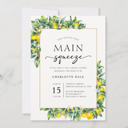 彼女は彼女の主な絞りブライダルシャワーを見つけた 招待状 (正面)