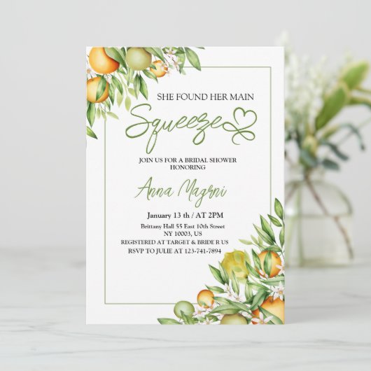 彼女は彼女の主な絞りブライダルシャワー緑を見つけた 招待状 (スタンド正面)