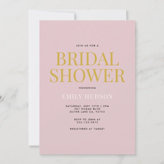 彼女は彼女の主な絞りモダンブライダルシャワー 招待状 (裏面)